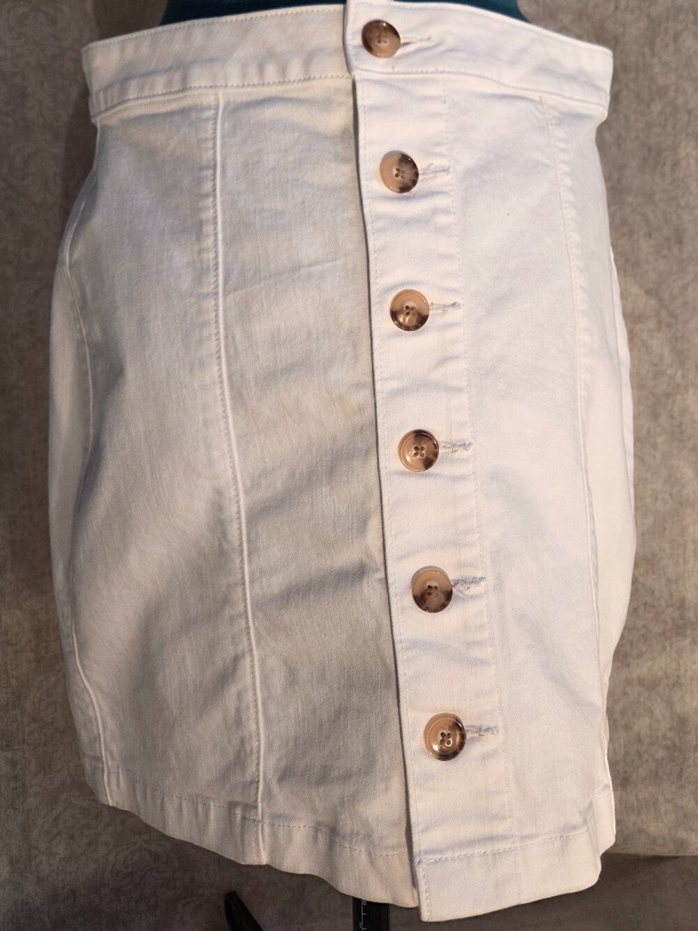 White Button Up Knee Length Loft Skirt